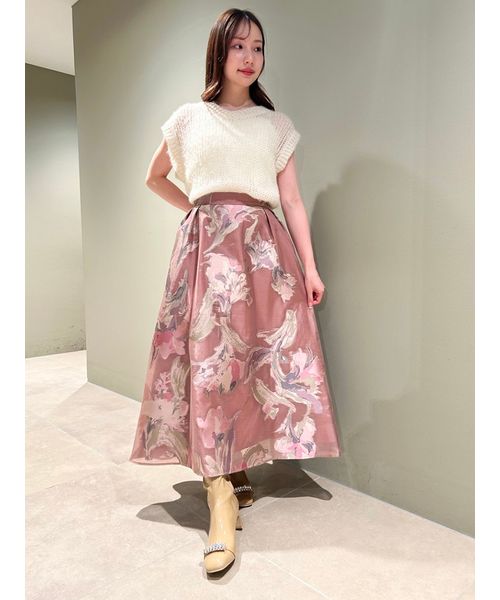 celford ペイントフラワージャカードスカート