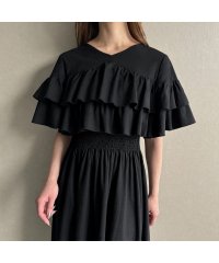 JUNOAH/ジュノア JUNOAH Vネックフリルフレアワンピース/506593154