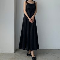 Louere/ルエレ Louere Louere リボンショルダーサテンIラインワンピース【ペチスカートセット】/505937243