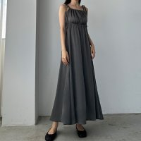 Louere/ルエレ Louere Louere リボンショルダーサテンIラインワンピース【ペチスカートセット】/505937243