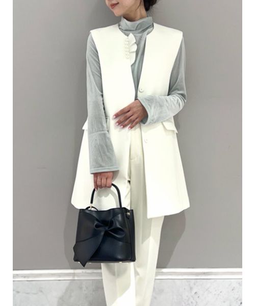 セール 40%OFF】フリルパールネックロングジレ(506598779 セール 40%OFF】フリルパールネックロングジレ(506598779