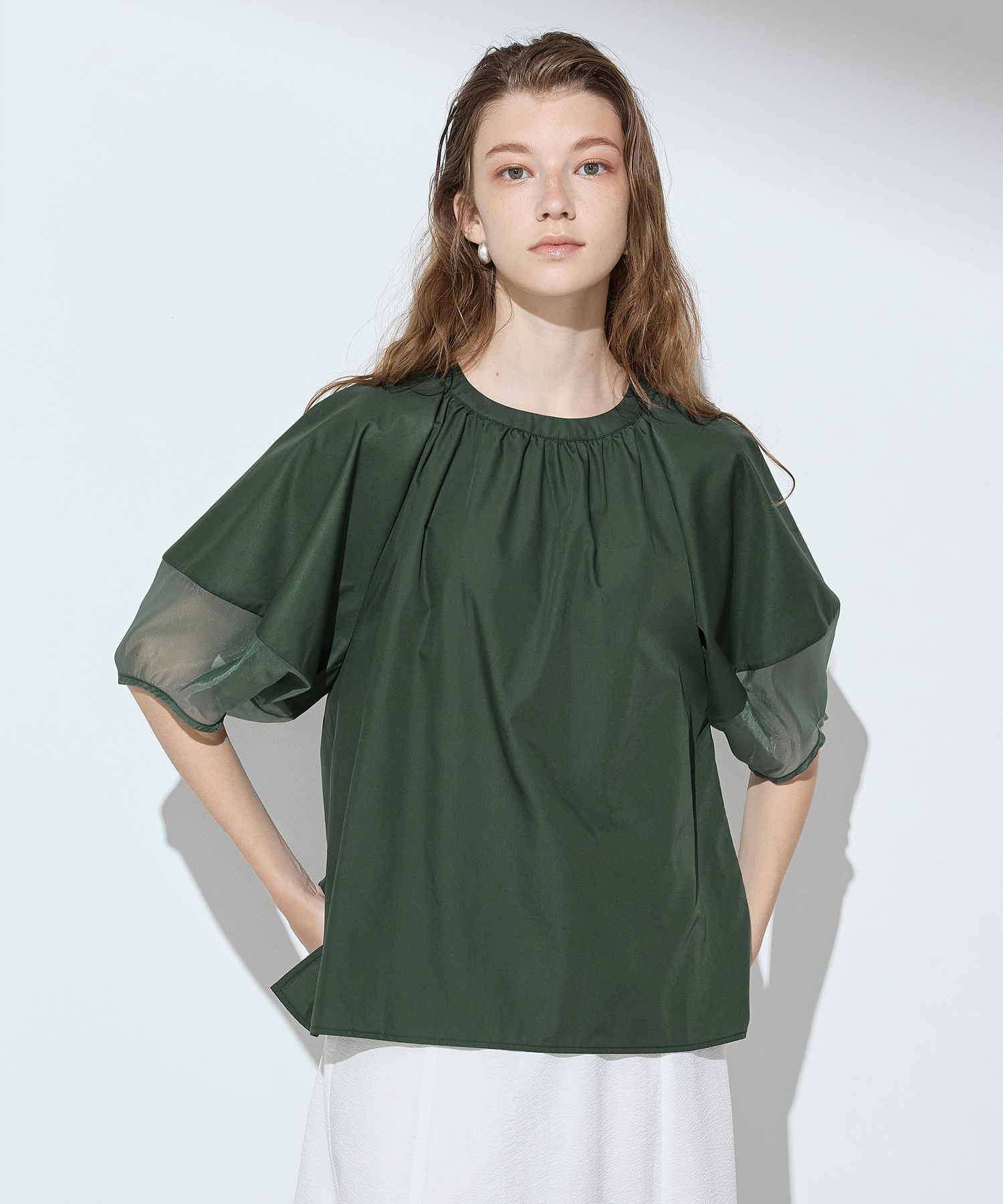ルスークホリデー LE SOUK HOLIDAY シアーチェックシャツ （ベージュ） ルスークホリデー LE SOUK HOLIDAY シアーチェックシャツ