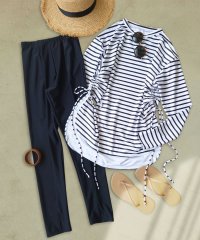 OSYAREVO/オシャレボ OSYAREVO 【ネット限定】【紫外線カット率99.9％以上】体型カバー サイドギャザー ラッシュガード レギンス セットアップ 水着/506605165