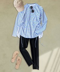 OSYAREVO/オシャレボ OSYAREVO 【ネット限定】【紫外線カット率99.9％以上】体型カバー サイドギャザー ラッシュガード レギンス セットアップ 水着/506605165