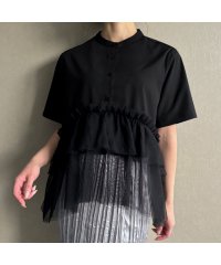 JUNOAH/ジュノア JUNOAH チュールクロップドシャツ/506611399
