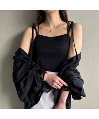 JUNOAH/ジュノア JUNOAH 【取り外し可能パット付き】肩リボンバッククロスリブキャミソール/506611400