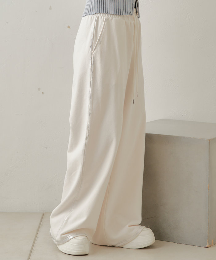 アウトレット【Chloe】チェーンプリント スウェットパンツ ルーズフィット ペイント加工 スウェットパンツ XXK4277