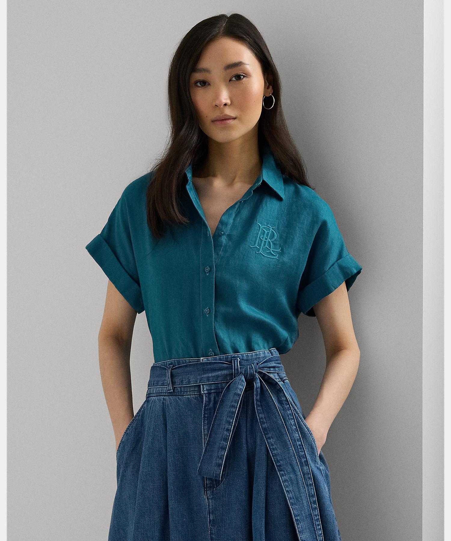美品 LAUREN RALPH LAUREN リネン ショートスリーブ シャツS リネン ショートスリーブ シャツ | LAUREN RALPH LAUREN (Women