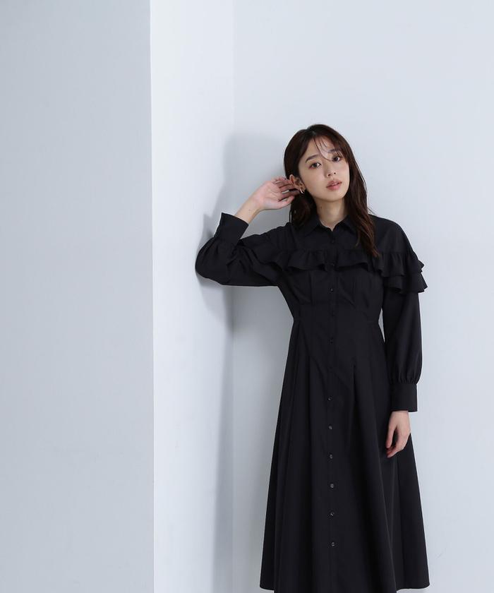 セール 50%OFF】ヨークフリルシャツワンピース 24AW(506616239