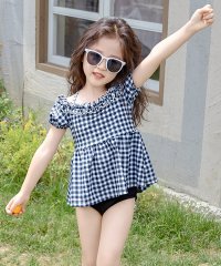 TeddyShop/テディショップ Teddyshop キッズ水着 フリルオフショルダーペプラムセパレートビキニ+キャップ 上下3点セット【返品不可商品】/506035673