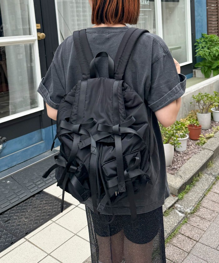 Casselini キャセリーニ　リボンバックパック　ブラック Casselini(キャセリーニ)リボンバックパック（バックパック