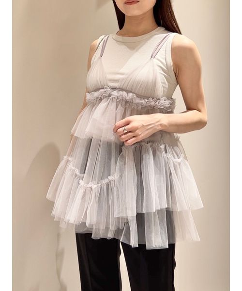 セール 50%OFF】チュールキャミレイヤードトップス(506632799 セール 50%OFF】チュールキャミレイヤードトップス(506632799
