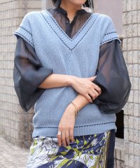 MACPHEE/【WEB・一部店舗限定】ウールメッシュ Vネックベスト/506634415
