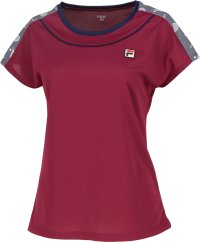 FILA（ZETT Ladies）/【テニス】テニスラケット柄 バックホールメッシュ ラウンドネックゲームシャツ レディース/506598707