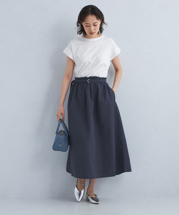 セール 30%OFF】カットソー × タフタ ベルト ワンピース