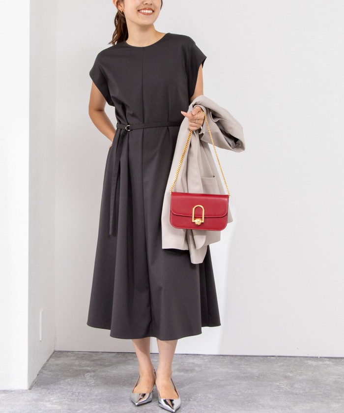 セール 40%OFF】ウォッシャブルポンチフレアワンピース セール 40%OFF】ウォッシャブルポンチフレアワンピース