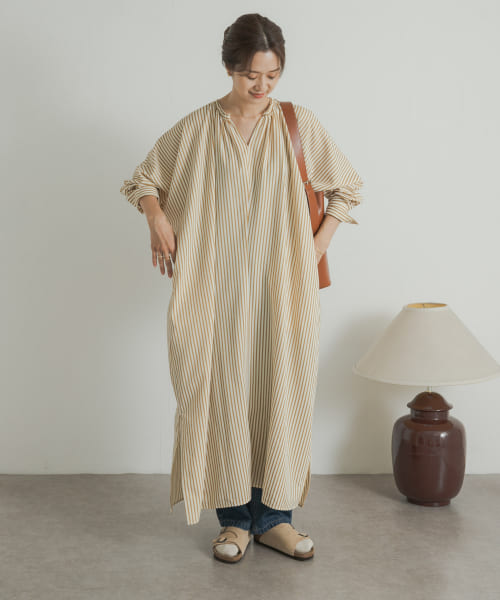 セール 50%OFF】ストライプロングワンピース(506649429