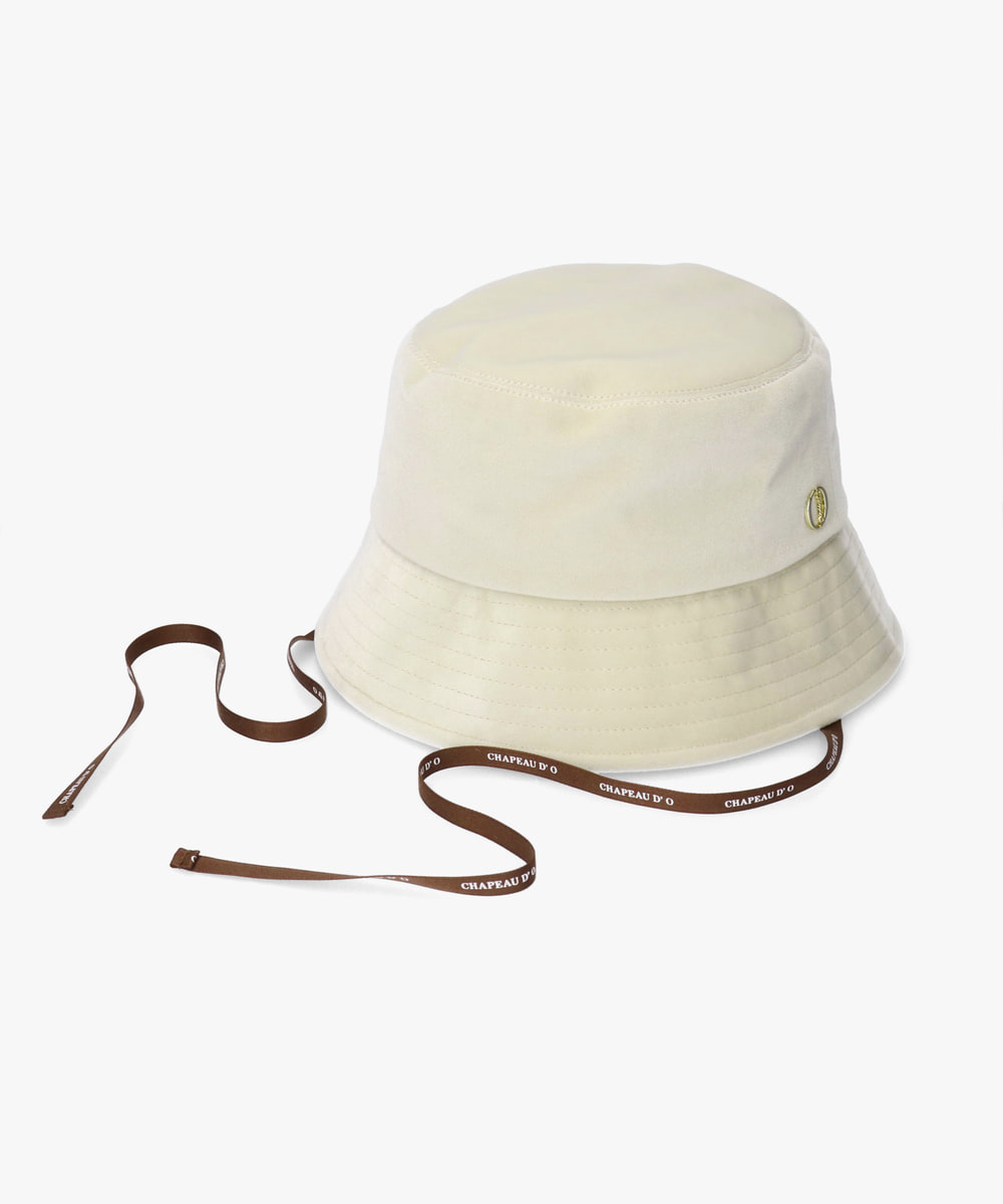 Chapeau d' O ボアバケットハット 男女兼用 ロゴ刺繍 ボア バケットハット UNISEX BOA BUCKET HAT