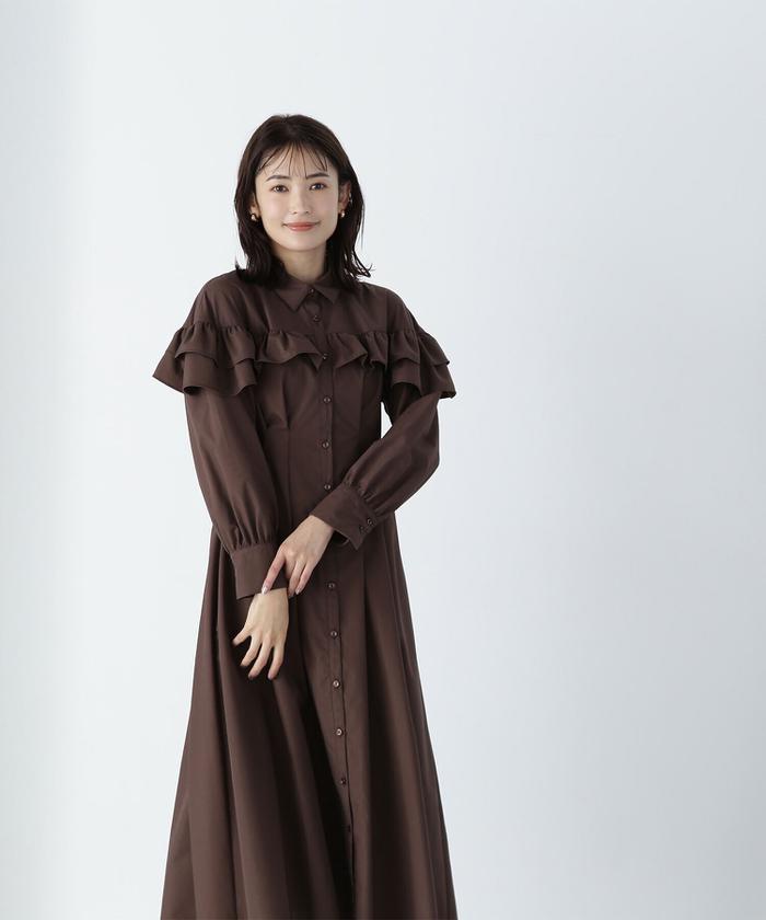 セール 50%OFF】ヨークフリルシャツワンピース 24AW(506616239