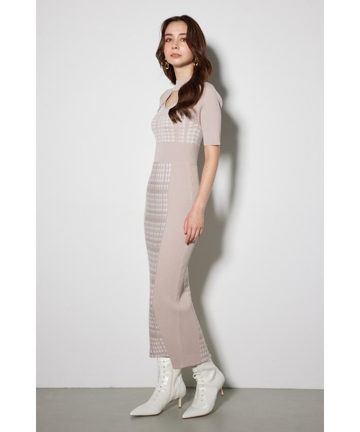 セール 40%OFF】2WAY千鳥パターンタイトニットワンピース
