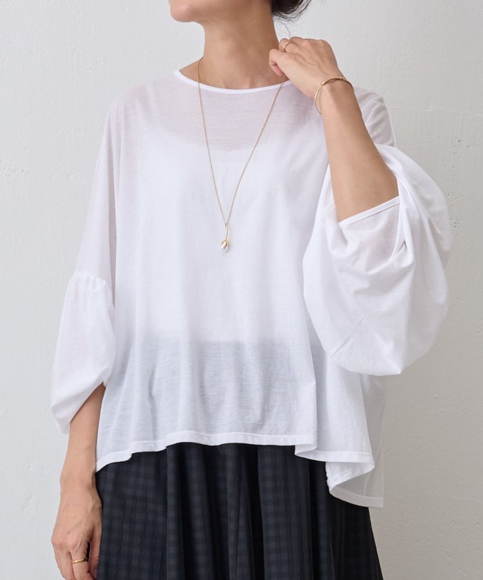 BEARDSLEY(ビアズリー) 袖ギャザーシアーTeeブラック18700円