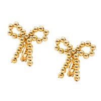 cream dot/クリームドット Cream dot. トレンドライクなドットリボンのメタルピアス/イヤリング/506657501