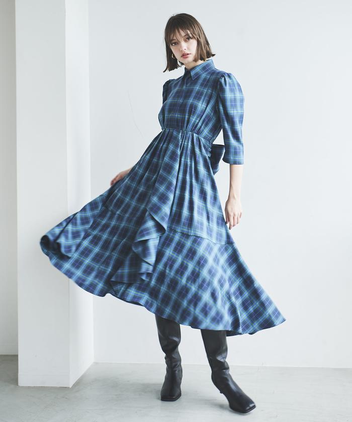 高価値セリー セール 50%OFF】ラッフルフリルチェックワンピース(506661738 ワンピース