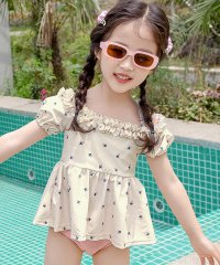 TeddyShop/テディショップ Teddyshop キッズ水着 フリルオフショルダーペプラムセパレートビキニ+キャップ 上下3点セット【返品不可商品】/506035673