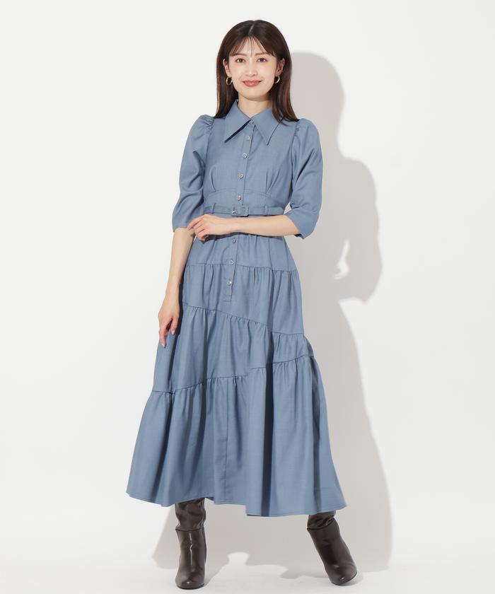 Tory Burch★ジャージー ミディシャツワンピース ベルト付き TORY BURCH ジャージー ミディシャツワンピース ベルト付き