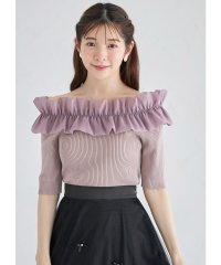 tocco closet/トッコクローゼット tocco closet 接触冷感♪2WAYフリルオフショル付きリブニットプルオーバー/506647928