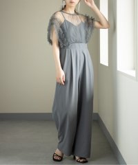 MAISON BREEZE/メゾンブリーズ MAISON BREEZE 【MAISON BREEZE】チュール クレープ ドッキングオールインワン シアー 袖フリル フレンチスリーブ ハイ/506674117