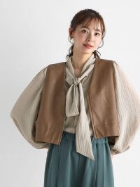 Vin/ヴァン Vin フェイクレザーZIPベスト/506678087