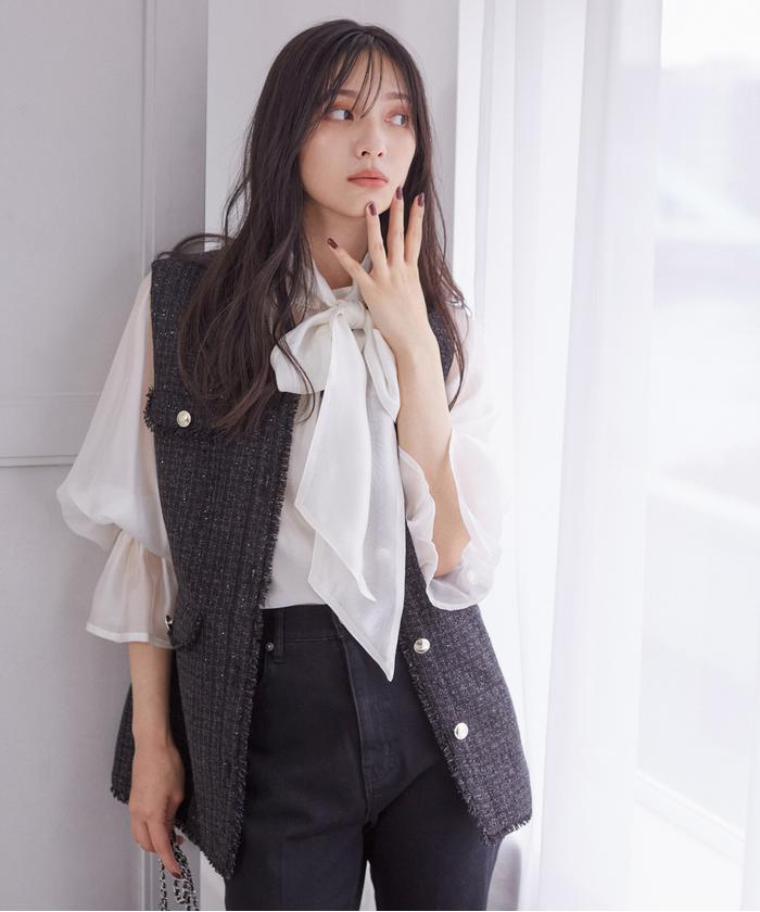 セール】2wayシアーボウタイブラウス24AW(506678131
