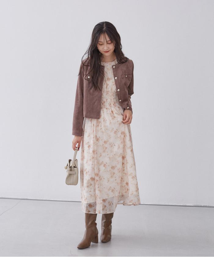 セール 50%OFF】花柄シャーリングワンピース(506678147