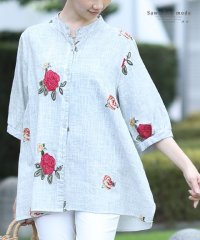 Sawa a la mode/花刺繍咲くコットンシャツブラウス　レディース 大人 上品/506681355