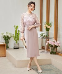 DRESS+/ドレスプラス DRESS+ パーティードレス レディース ドレス ワンピース 結婚式 レース 花柄 七分袖/506680046