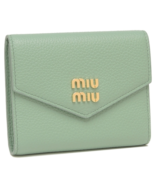 ミュウミュウ 三つ折り財布 ヴィッテロダイノ ミニ財布 ロゴ グリーン レディース MIU MIU 5MH040 2DT7  F0229(506687724) | ミュウミュウ(MIUMIU) - d fashion