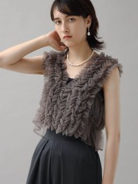 petirobe/プチローブ petirobe ボリュームフリルチュールベスト/506691170