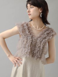 petirobe/プチローブ petirobe ボリュームフリルチュールベスト/506691170