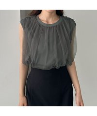 Louere/ルエレ Louere Louere チュールノースリーブトップス/506693750
