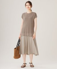 JIYU-KU(LARGE SIZE)/【カタログ掲載・洗える】ハイツイストコットンアセテート異素材コンビ ワンピース/506693789