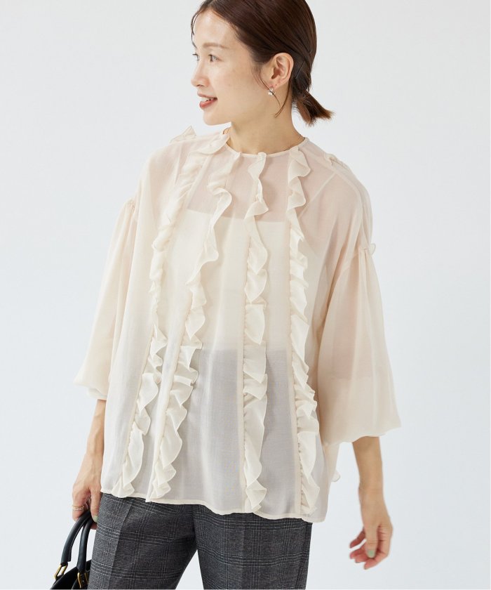 セール 30%OFF】シアーガーゼラッフルブラウス(506695088 セール 30%OFF】シアーガーゼラッフルブラウス(506695088