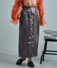 MAISON BREEZE reveur/MAISON BREEZE reveur 箔プリント カーゴスカート バックスリット ロングスカート Iライン スカート 総柄 ロング丈 ウエストゴム/506444225