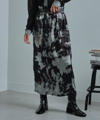 MAISON BREEZE reveur/MAISON BREEZE reveur 箔プリント カーゴスカート バックスリット ロングスカート Iライン スカート 総柄 ロング丈 ウエストゴム/506444225