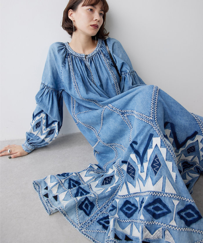 IENA LA BOUCLE チュールエンブロイダリー ワンピース