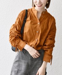 SHIPS any WOMEN/SHIPS any: シアー ジャカード シャーリング バンドカラー シャツ/506701327
