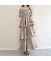 JUNOAH/ジュノア JUNOAH 2wayオフショルティアードワンピース/506309152