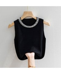 maison de LATIR/フォースメント Forcement 華やかなパールラウンドネックノースリーブトップス/506715947