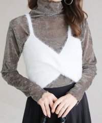 SocialGIRL/ソーシャルガール SocialGIRL ラメ入りフロッキーメッシュトップス/506672642