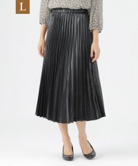 TRANS WORK(L)/【L】【ウォッシャブル】レザーライクサテンプリーツスカート/506701751